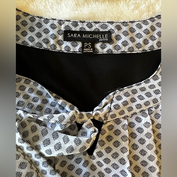 🖤Sara Michelle Petite White Black Polka dot blouse Petite Small - Picture 3 of 7